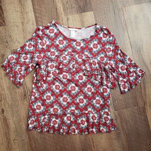 H&M Red & White Blouse Top